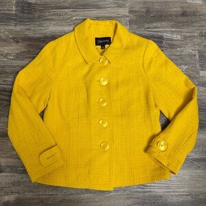 Relativity Vintage Mustard Yellow Tweed Cotton Jacket Size 12